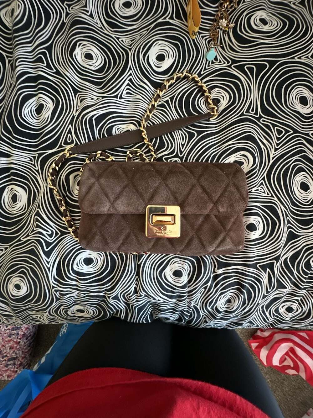 Kate Spade New York Quilted Suede Chain Shoulder Bag